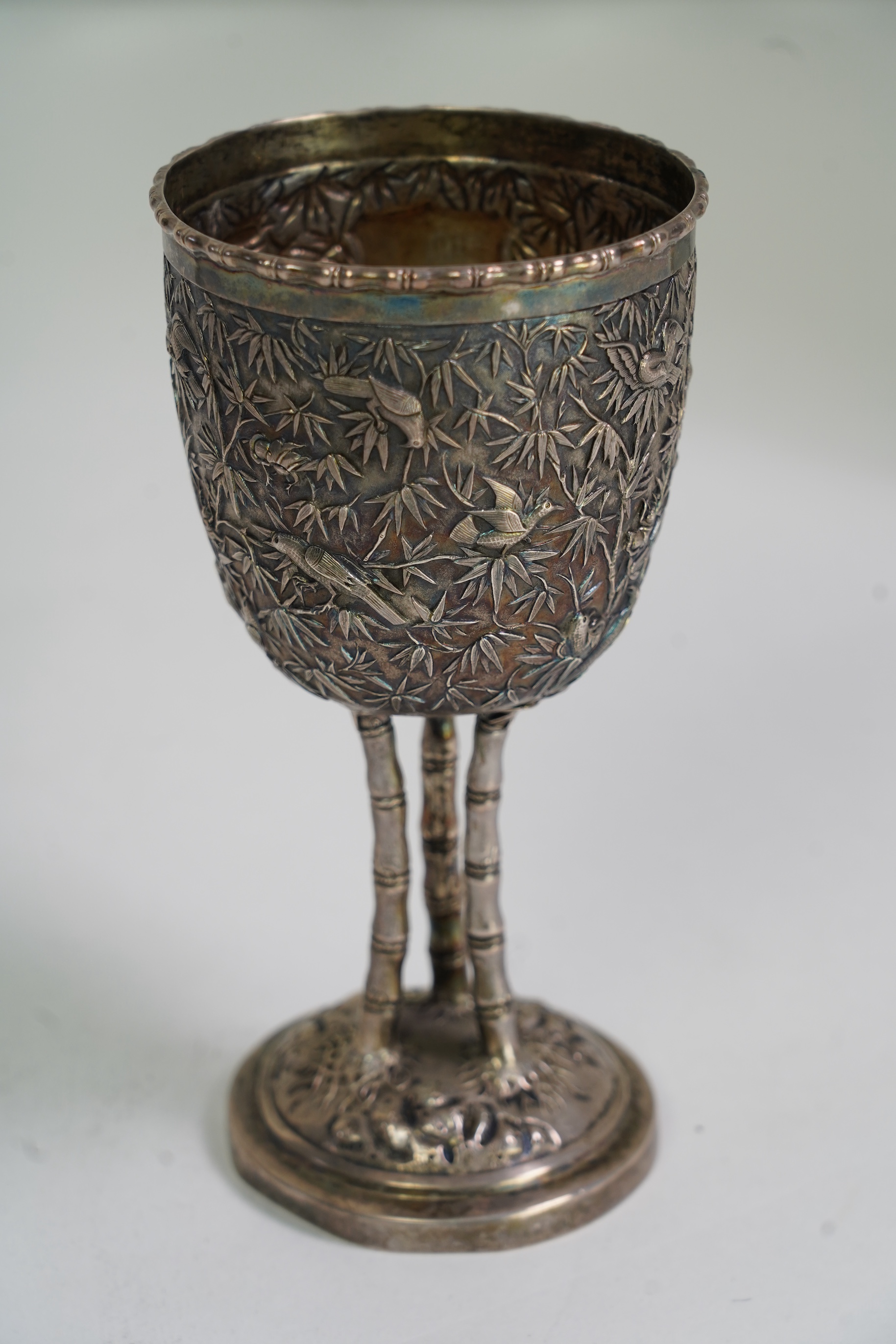 A late 19th/early 20th century Chinese white metal goblet